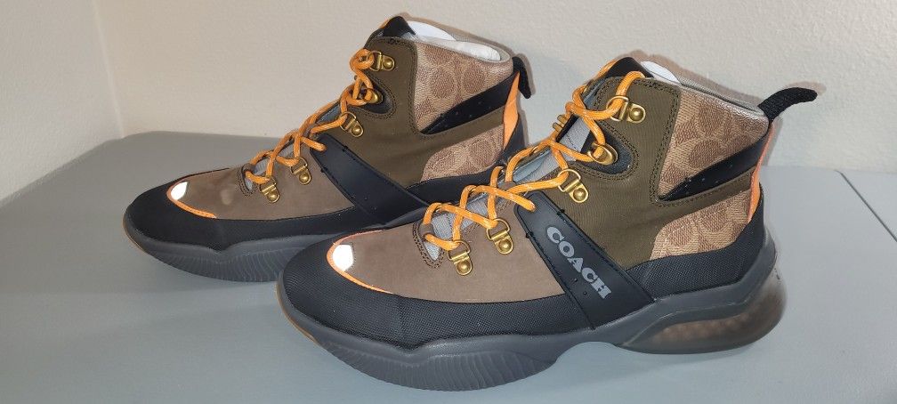 Coach City Sole Hiker Size 10 New Brown Orange Reflective