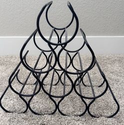 Rare Black Metal Pyramid Wine Rack - 10 Bottles