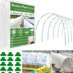 Plant Covers Freeze Protection Kit-10x 50FT Frost Blankets with 6 Sets Garden Hoops & 24 Clip