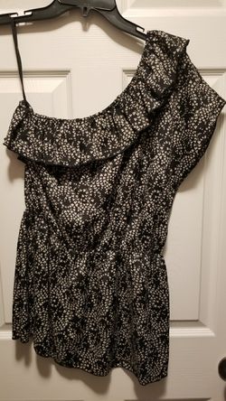 New One Shoulder Black & White Blouse