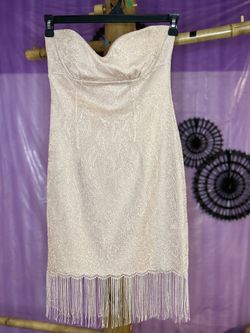 Vintage Style Rose Gold Glitter Lace Dress
