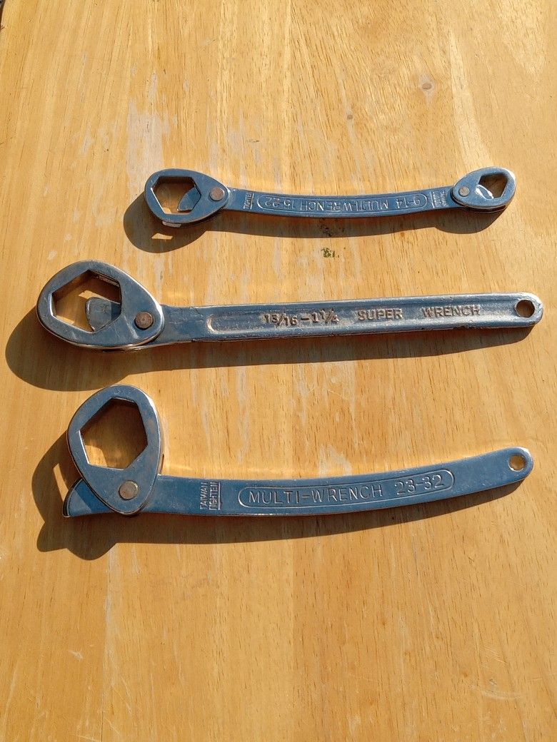 Heavy Duty Vintage Multi-Wrenches Set Of 3