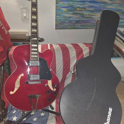 Ibanez AFS75 Artcore Red hollow body electric guitar w/Case & Stand like New