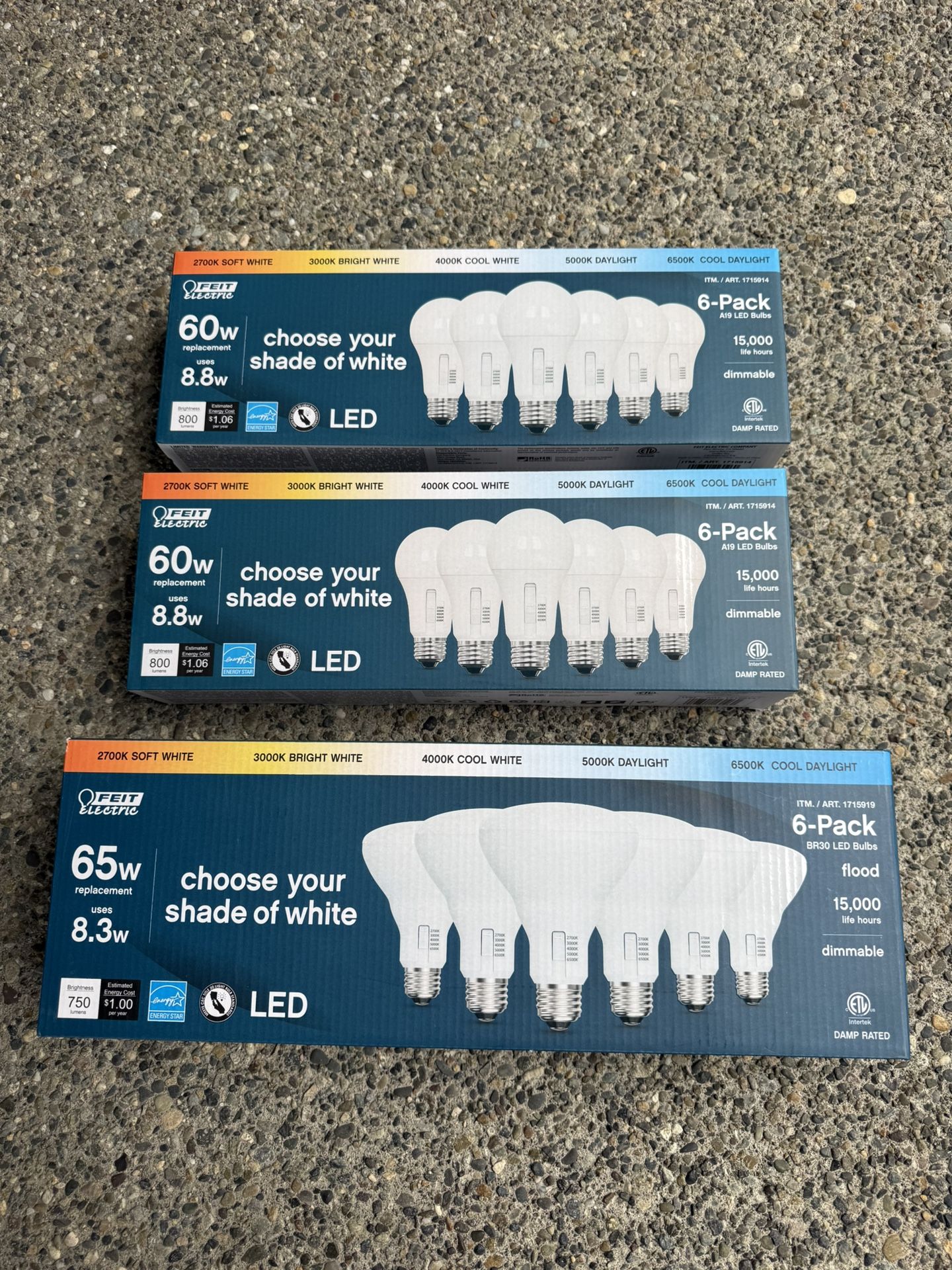 60w LED Lightbulbs (12) + 65w LED lightbulbs (6)