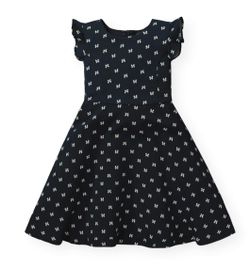Hope & Henry Flutter Sleeve Fit and Flare Dress
, Black Bow Print, Size 6