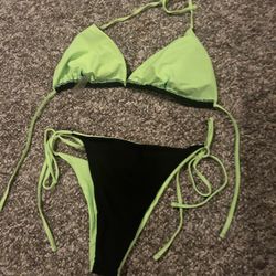 Multicolor Neon Green And Black Bikini 