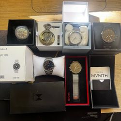 6-Piece Men’s Watch Collection Lot – Nixon, MVMT, Skagen, Diesel, Kenneth Cole