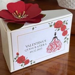 RED DRESS Quinceañera Birthday Party Favors Decoration Recuerdos