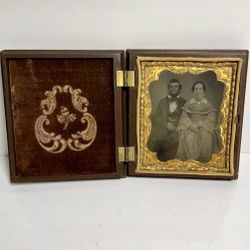 Antique Victorian Tintype Photo In Frame ~ 4" X 3 1/2"