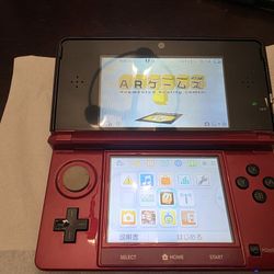 Nintendo 3ds Custom Red mod--ded video game console 