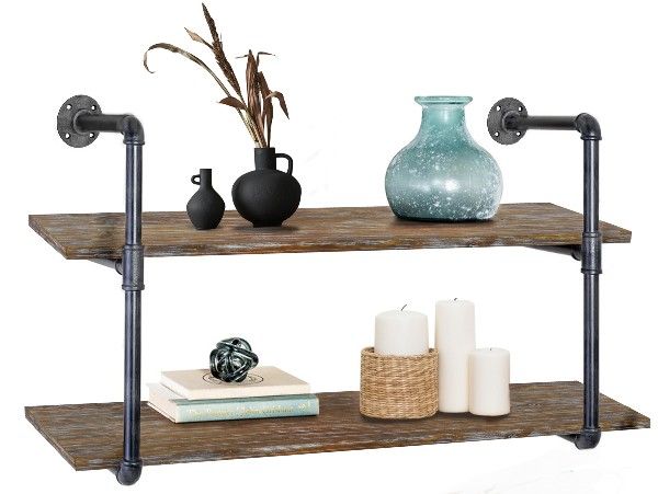 2-Tier 42" Industrial Pipe Floating ๐๐๐% ๐๐๐๐ ๐๐๐๐๐ ๐๐๐๐ Shelves