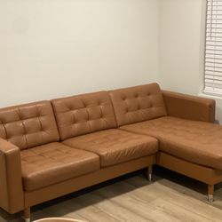 Ikea Couch MORABO Sofa with chaise, Grann/Bomstad golden brown/wood