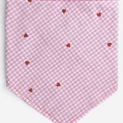 Embroidered Pink with Red Hearts Dog Bandana