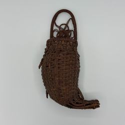 Vintage Woven Wicker Fish Wall Basket
