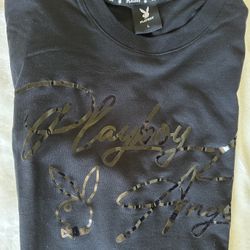 Playboy Men's Short Sleeve T-Shirt Black with Shiny Black Design