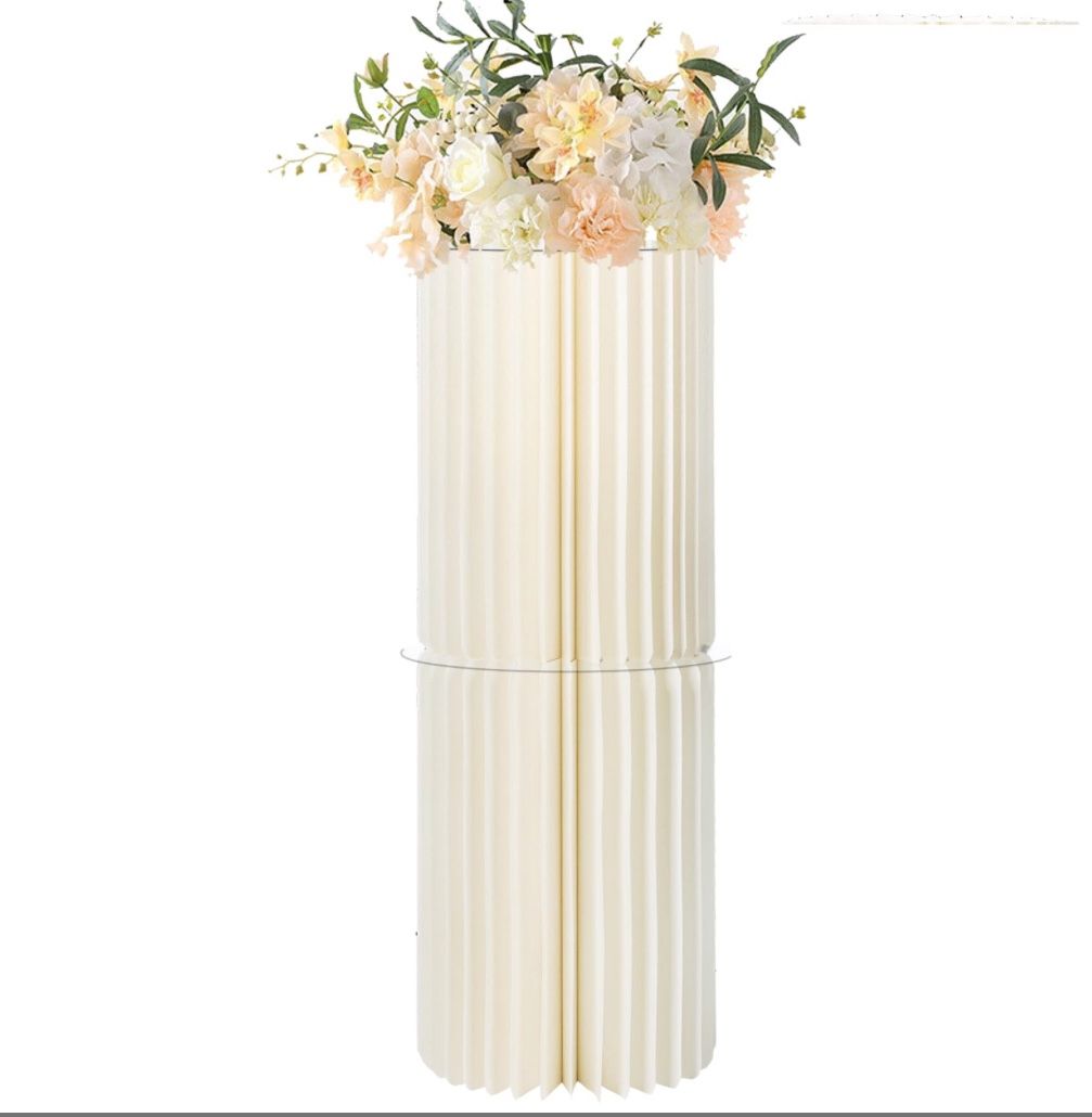 WellSign 31.5" Cylinder Pedestal Stands For Party, Paper Pillars Cylinder Stands, Foldable Cardboard Columns Cylinder Table For Balloon Arch And Round