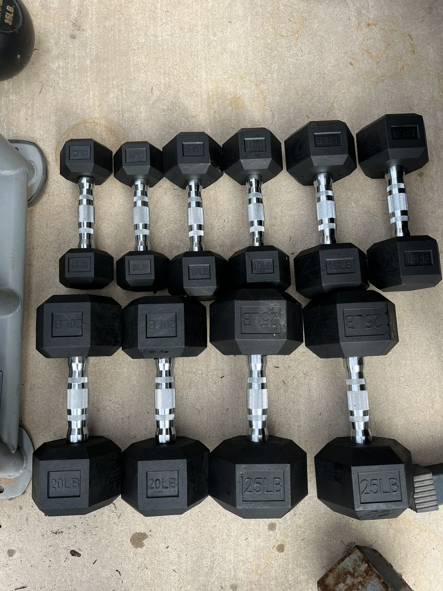 5-25lb Hex Rubber Dumbbell Set Weights