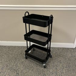 Three tier rolling metal Cart vegetable pantry, laundry, garage shelves