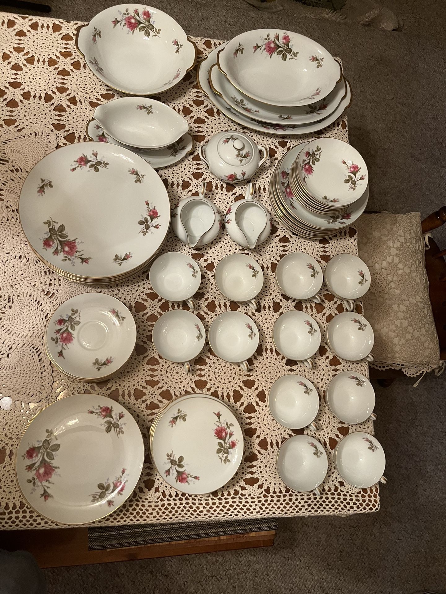 Vintage Moss Rose china by Japan Bread And Salad Plates set