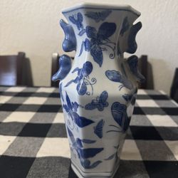 Vintage Blue & White Porcelain Vase