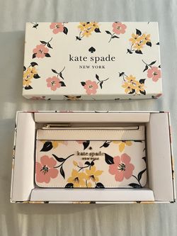 Kate Spade Staci Lily Blooms Floral Printed Large Slim Cardholder Wallet NWT