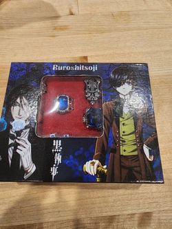 Cosplay Black Butler Kuro Ciel Sebastian ring necklace earring Jewelry 10pcs set