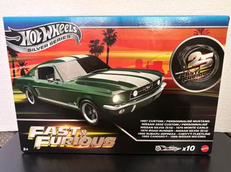 New 2026 Hot Wheels Silver Series Fast & Furious 25th Anniversary Set Of 10 Cars