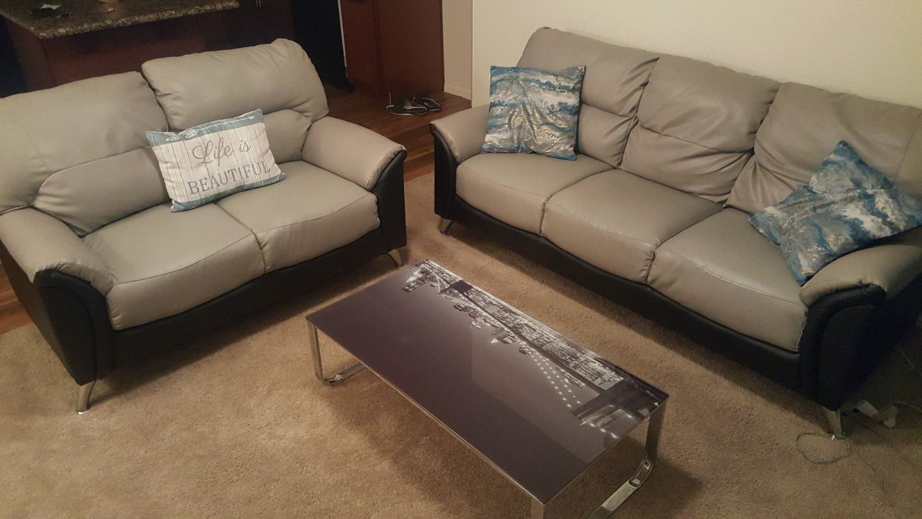Leather couch & love seat