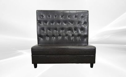 Button style Single Back Fully Upholstered Booth BO2 Black brown