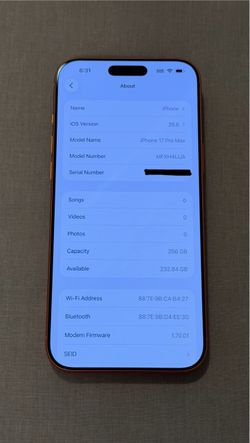 iPhone 17 Pro Max 256GB – Cosmic Orange – AT&T – Flawless