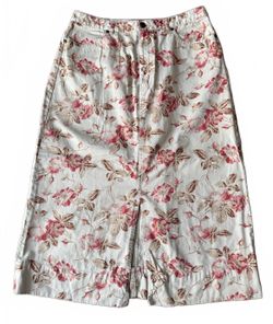 Eddie Bauer Midi Cotton Floral Skirt Size 12P Petite Cottage Coquette Girl City