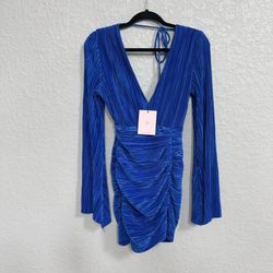 Hello Molly Vibrant Blue Long Sleeve Dress