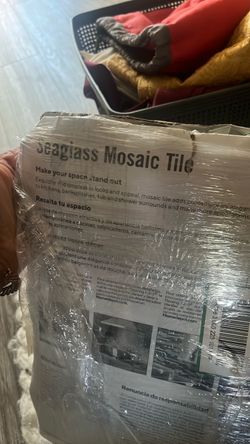 Seaglass Mosaic Tile and Sandbank Pebble Mosaic Tile