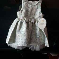 American Princess Offwhite and Mint Dress Size 2t
