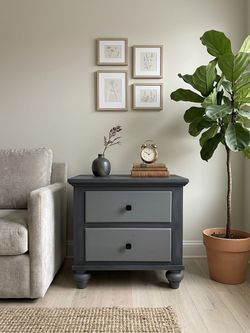 Charcoal Gray Two-Drawer Nightstand