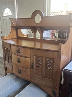 Antique Oak Buffet -Hutch