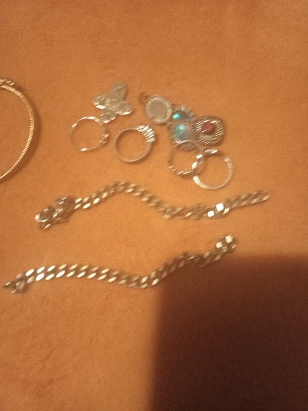 Silver Heavy Chains Bracelets Rings