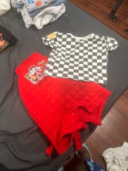 Baby Lightning McQueen Onesie and Checkered Shirt Set