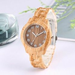Natural Wood Grain Digital Bamboo Quartz Watch