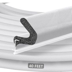 40FT Extra Long Kerf Weather Stripping Door Seal for Large Gaps and Easy Installation (White) 