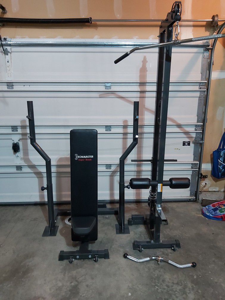 Home Gym  / Ironmaster Workout Equipment, Bench, Polley System, Bench Rack 