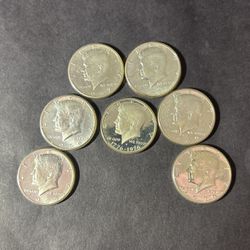 US 1965-70 & 76 Silver Proof Half Dollar Coins. 7 pcs.