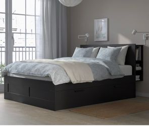 Black IKEA BRIMNES 4-Drawer Queen Bed
