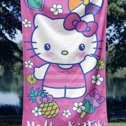 Hello Kitty Vacay Kitty Microfiber Beach Towel, 30 x 60”  - NWT