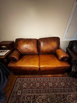 Thomasville used leather 2 seater couch