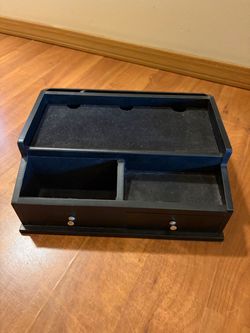 Black Wood Valet Organizer with Drawers