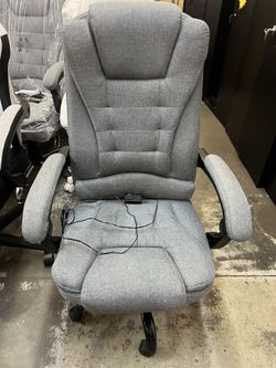  6 Point Vibrating Massage Office Chair with Heat, Microfiber High Back Executive Office Chair with Reclining Backrest, Padded Armrests and Remote,  $