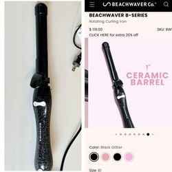BEACHWAVER B1 Rotating Curling Iron | Black Glitter