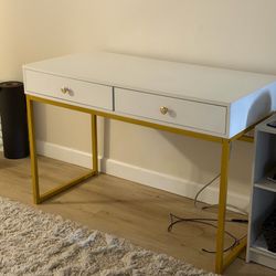 Coleen Desk White & Gold