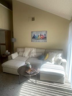 113.4" Modular Sectional Sofa, U Shaped, Chenille Couch with Movable Ottomans (Beige)